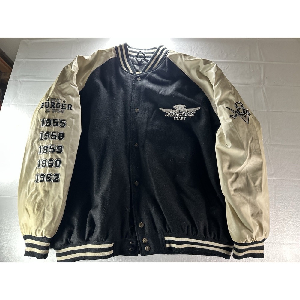 Vintage Y2K Steve & Barry's Bomber Varsity Jacket Men's 3XL Hot Rod Cafe (C285)